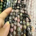 Facettierte rosa Rhodonit Wassertropfen Natursteinperlen für DIY-Schmuckdesigns - Rhodonit mit schwarzen Linien