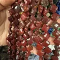 12mm reddish-brown faceted clover natural stone loose beads for DIY jewelry making - Red Jasper