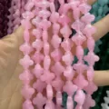 Faceted pink natural stone clover beads 12mm size for DIY bracelet and necklace jewelry making - Pink Jade