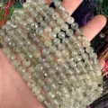 Cuentas de piedra natural verde facetadas de 6 mm para hacer joyas de bricolaje accesorios - Aprox. 62 Cuentas/Tira / 6mm / Prehnita AB+