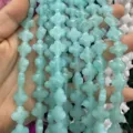 Light blue natural stone clover loose beads for DIY jewelry making - Treated Amazonite