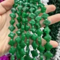 Green agate faceted clover loose beads 12mm stones for DIY jewelry making crafts - Malaysian Jade
