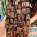 Rectangular mahogany obsidian style natural stone beads for DIY jewelry crafts - Mahogany Obsidian