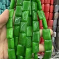 Rectangular green natural stone beads for DIY handmade jewelry making accessories - Enhanced Malay Jade