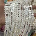 Natural white mother of pearl heart shaped beads for jewelry making and DIY accessories - Vertical Hole Heart Shape / 8mm (Approx 47 Beads per Strand) / Original Color