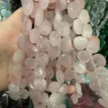 Close-up of faceted rose quartz teardrop beads for DIY jewelry making and accessories. - Heart / 13x13x6mm (Approx 27 Pcs/Strand) / Rose Quartz