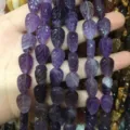 Macro detail of leaf-shaped purple amethyst stone beads for DIY jewelry accessories - 10x14x6 (15 Beads Per Strand) / Purple Crystal