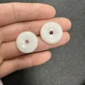 Detailed view of two 20mm white natural stone donut pendant beads for DIY crafts - 10 Pieces/Pack / White Jade