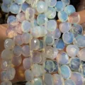 Faceted heart-shaped opalite loose beads for DIY handmade jewelry making accessories - Heart / 13x13x6mm (Approx 27 Pcs/Strand) / Opal White