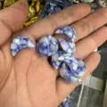 Macro-opname van 20 mm maanvormige stenen met blauwe aders voor schaalweergave - 20x6mm / Blauw-wit Turkoois