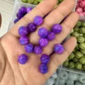 Purple and blue marbled pumpkin-shaped natural stone loose beads for DIY jewelry making - 10mm / Two-tone Purple