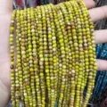 Natural green-yellow emperor stone round beads for DIY jewelry making - 4mm (Approx 90 Beads Per Strand) / Yellow