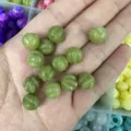 Natural green stone pumpkin shaped loose beads for DIY jewelry bracelets and necklaces - 10mm / Treated Southern Jade