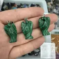 Handgefertigter Naturstein Kristall Engel Anhänger Charm mit grünem Malachit Muster für Schmuck - 18*25mm / Malachit-Stein