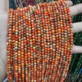 Natural orange imperial jasper stone round beads for DIY jewelry making detail view - Orange