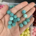Natural green stone pumpkin-shaped beads for DIY handmade jewelry necklace making - 10mm / Treated Amazonite
