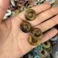 Natural tiger's eye stone donut shaped loose bead for DIY jewelry making pendants - 15x4MM / Tiger Eye