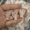 Natürlicher Rosenquarz-Engel-Anhänger für Halsketten, handgefertigte Kristall-Anhänger - 18*25mm / Rosenquarz