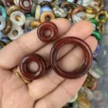 Natural reddish-brown agate donut beads for DIY jewelry making, variant showing stone texture - 15x4MM / Rainbow Stone