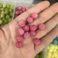 Pink natural stone pumpkin-shaped loose beads for DIY handmade jewelry making and crafts - 10mm / Pink