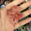 Pink agate donut beads for DIY pendant crafting - 15x4MM / Watermelon red