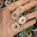 Natural translucent white agate stone donut beads for DIY jewelry making - 15x4MM / Agate