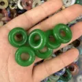 Green natural stone agate donut beads for DIY jewelry pendants and craft accessories - 15*4mm (Hole approx 6mm) / Malaysian Jade