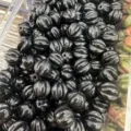 Elegant black marble pattern pumpkin shaped stone beads for DIY jewelry craft making - 10mm / Obsidian