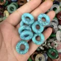 Natural turquoise stone donut beads for DIY jewelry making and pendants, loose stone spacers. - 15*4mm (Hole approx 6mm) / Turquoise
