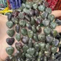 Natural unakite heart-shaped stone beads for DIY jewelry making accessories - 15*15*6mm (Approx. 24 Pieces/Pack) / African Blood Stone