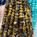 Cuentas de piedra ojo de tigre natural facetadas octágono para joyería hecha a mano - Ojo de tigre