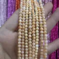 Strand of 4mm round yellow mother of pearl shell beads for DIY jewelry making crafts - 4mm (Approx 38cm Strand) / Champagne Shell