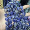 High-quality blue natural stone heart-shaped beads for DIY handmade jewelry accessories - 15*15*6mm (Approx. 24 Pieces/Pack) / Blue Sodalite