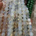 Cuentas de piedras preciosas facetadas octagonales iridiscentes para hacer joyas artesanales - Opalita