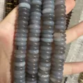 Macro detail of 4x12mm natural gray agate rondelle spacer beads for DIY jewelry crafts - Grey Agate Spacer Beads / 8x3mm (Approx 58 Pcs/Strand)