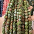 Cuentas octogonales de piedra unakita natural para accesorios de joyería hechos a mano DIY - Unakita