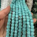 Tiras de cuentas de piedra turquesa octagonales para hacer pulseras y collares - Turquesa