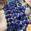 High quality deep blue heart-shaped natural stone loose beads for DIY jewelry making accessories - 15*15*6mm (Approx. 24 Pieces/Pack) / Enhanced Lapis Lazuli