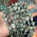 Green mottled heart-shaped natural stone beads for DIY jewelry making and bracelets - 15*15*6mm (Approx. 24 Pieces/Pack) / Green Dot Stone