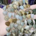 Natural crystal heart-shaped beads for DIY jewelry making accessories in mixed pastel colors - 15*15*6mm (Approx. 24 Pieces/Pack) / Amazonite