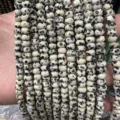 Natural 4x6mm dalmatian jasper stone abacus shape loose beads for DIY jewelry making - 90 Pieces/Pack / Spotted Stone