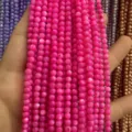 Vibrant pink 4mm round shell pearls loose round beads for DIY jewelry making crafts - 4mm (Approx 38cm Strand) / Rose Red Shell