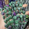 Green and purple heart-shaped natural ruby in zoisite stone beads for DIY jewelry making - 15*15*6mm (Approx. 24 Pieces/Pack) / Ruby Zoisite