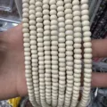 Beige 4x6mm abacus-shaped stone loose beads for DIY jewelry making and spacing - 4*6mm (Approx. 90 Pieces/Pack) / White Fossil Stone