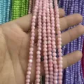 Round pink shell beads 4mm size for DIY jewelry making and handmade accessory designs - 4mm (Approx 38cm Strand) / Pink Shell