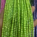 Strand of light green 4mm round shell beads for DIY jewelry making - 4mm (Approx 38cm Strand) / Grass Green Shell