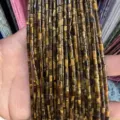 Fils de perles tubes en pierre œil de tigre naturelle 2x4mm pour bijoux DIY - 2x4mm (Toron d'environ 38cm) / Œil de Tigre