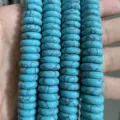 4x12mm turquoise blue natural stone flat disc spacer beads for DIY jewelry making - Turquoise Natural Stone Spacer Strand / 8x3mm (Approx 58 Pcs/Strand)