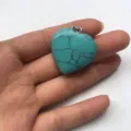 Natural heart-shaped turquoise stone pendant, 25mm blue crystal jewelry charm for necklace - 25*6mm / Turquoise