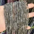 Perles cylindriques en pierre naturelle grise 2x4mm pour la fabrication de bijoux DIY - Labradorite Grise